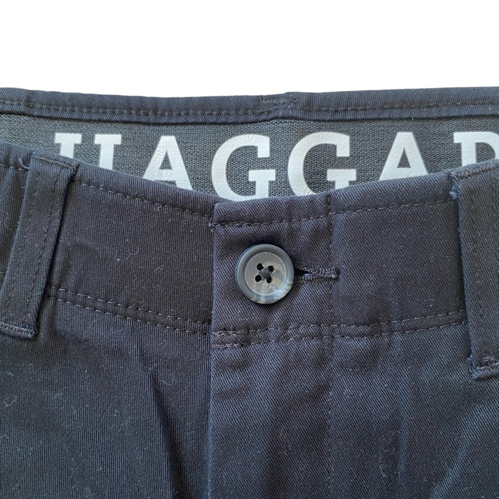 Haggar men’s 30x32 slim fit flat front straight leg black pants button zip - Picture 7 of 11